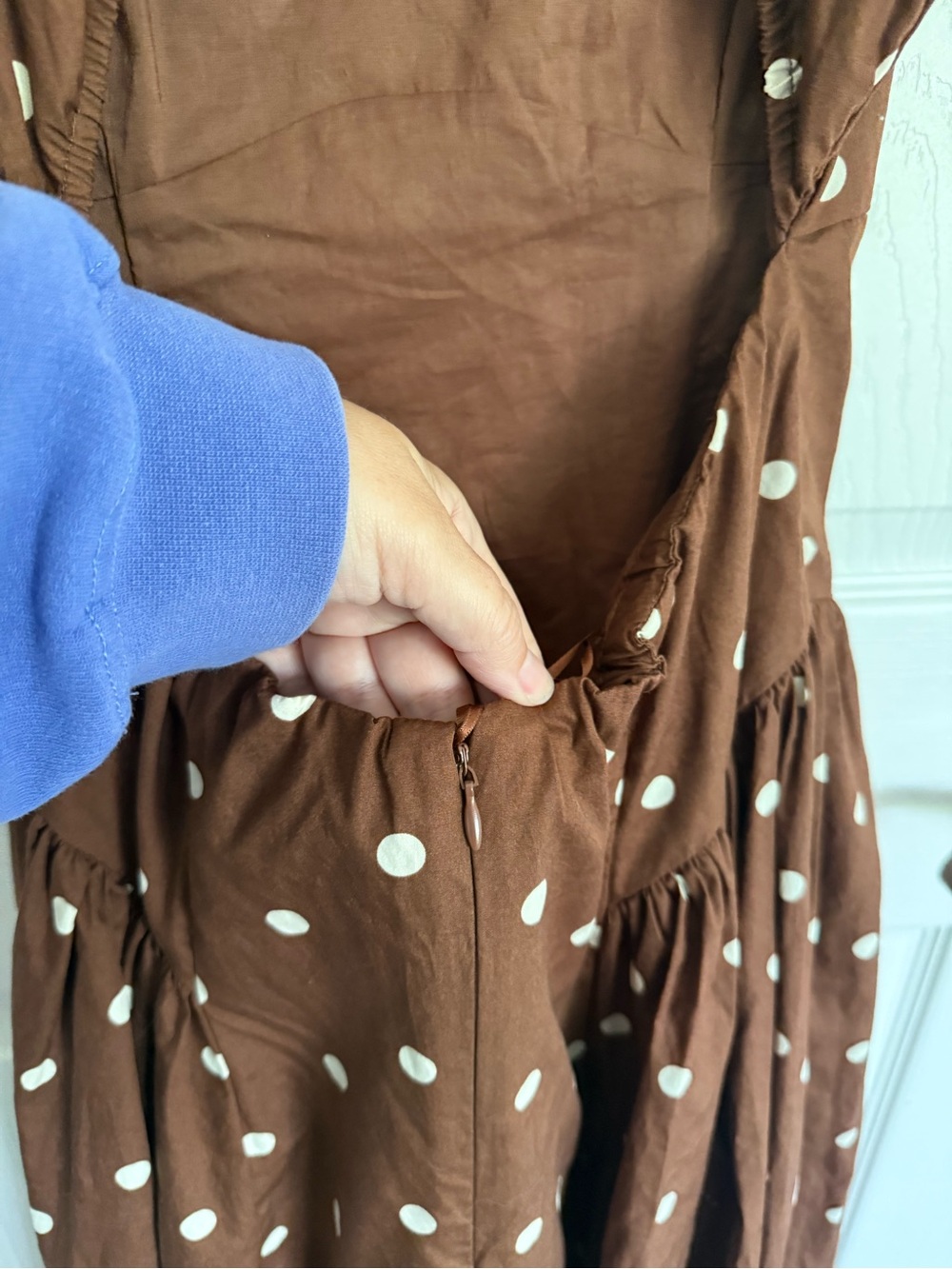 NWT Caroline Constas Brown Polka Dot Cotton Spaghetti Strap Sundress Size XS - Picture 5 of 8